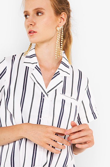 woven shirt navy brown striped arsy cottonink woven shirt navy brown striped arsy cottonink