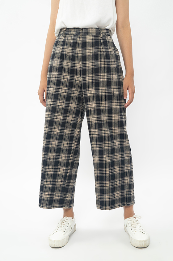 Pants Navy Plaid Cato | COTTONINK