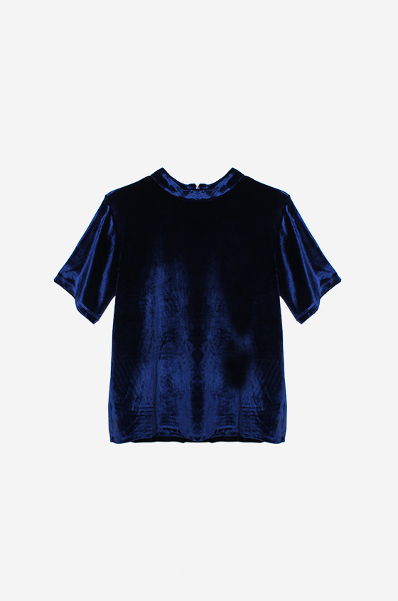 navy blue velvet shirt