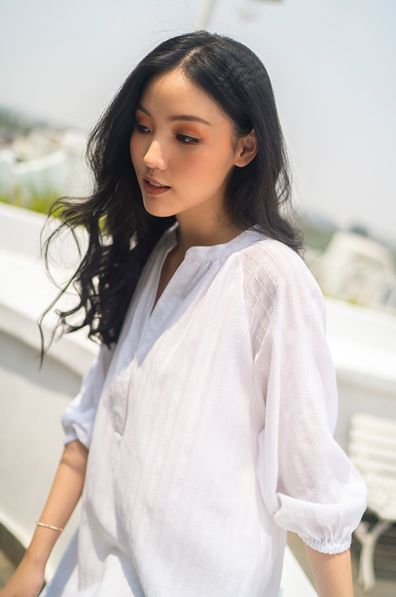Maxi Off-White Dobby Ahsen | COTTONINK