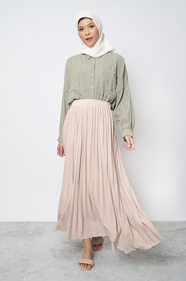 PEONY PLEATED SKIRT BEIGE