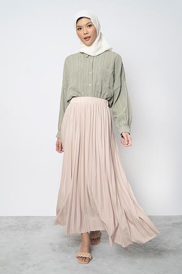 PEONY PLEATED SKIRT BEIGE