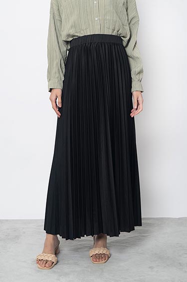 PEONY PLEATED SKIRT BLACK