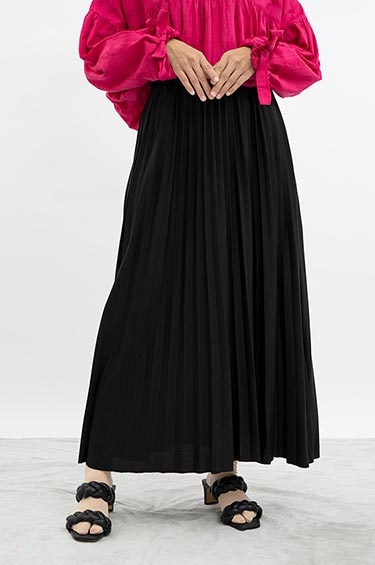 PEONY PLEATED SKIRT BLACK