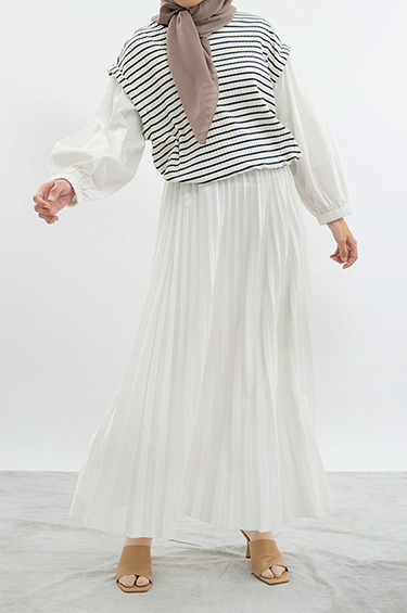 PEONY PLEATED SKIRT OFF-WHITE