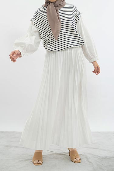 PEONY PLEATED SKIRT OFF-WHITE