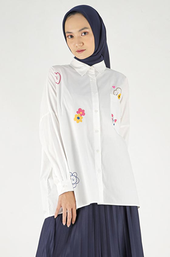 KEMEJA WANITA UTARI EMBROIDED OFF-WHITE