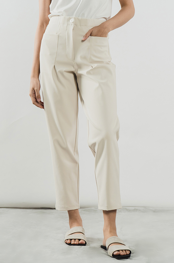 cream slim leg trousers