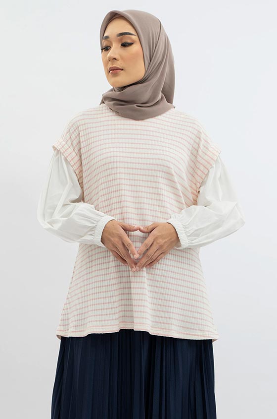 ZASKIA BLOUSE PINK STRIPE