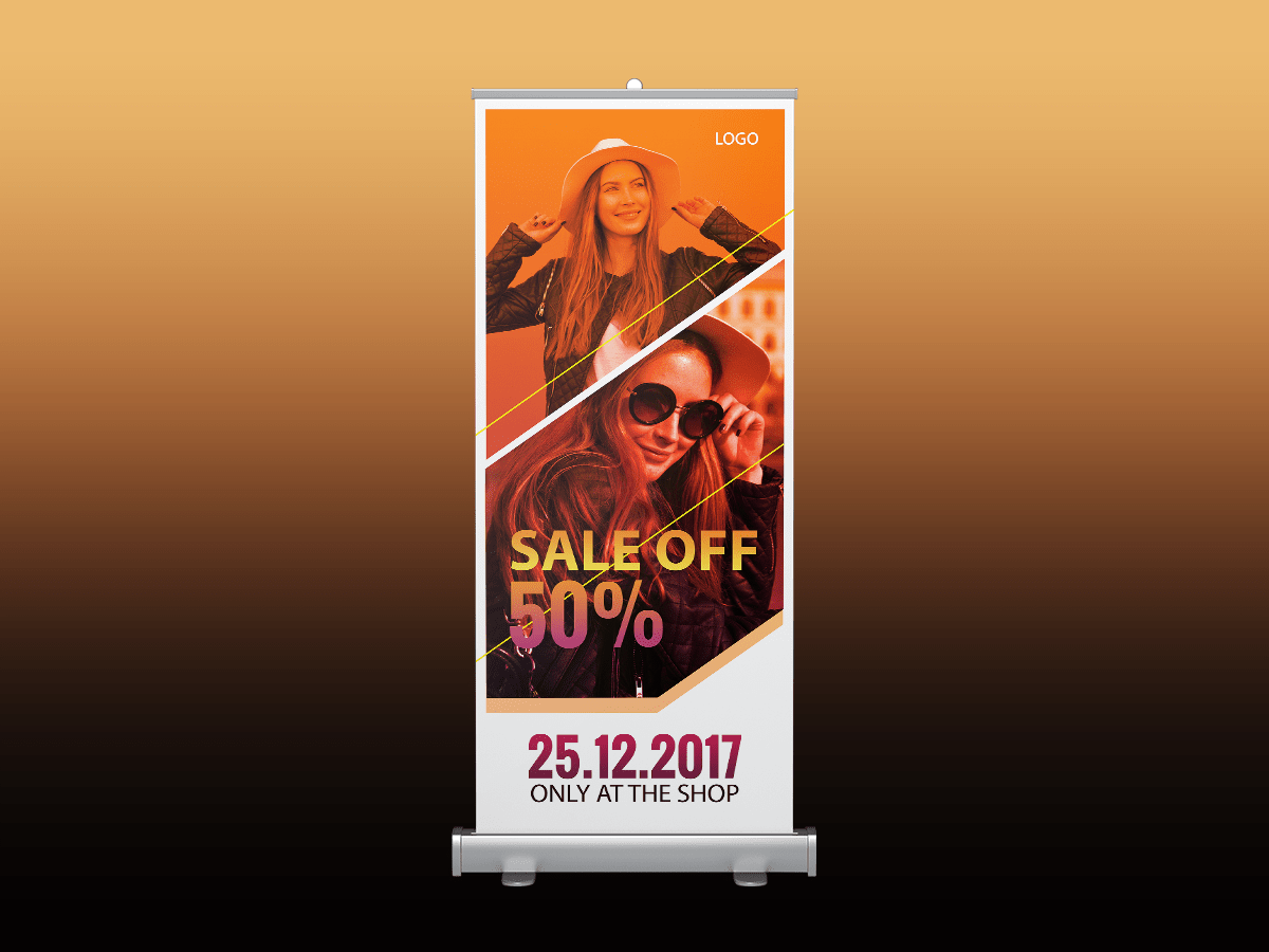 Fashion sale, rollup banner, fashion, shop, store, sale, sale off, promotion, discount, collection,standee, model