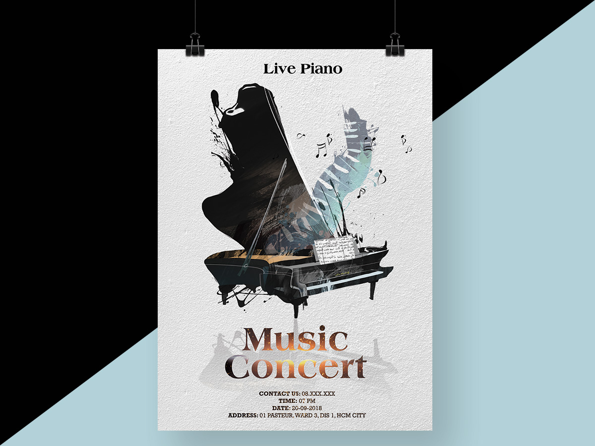 piano, live, music, concert, poster, flyer, relax