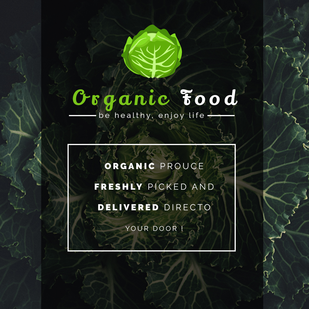 Organic Food - Social Media Template,Template, Organic, Food. Banner, Facebook, Ads.