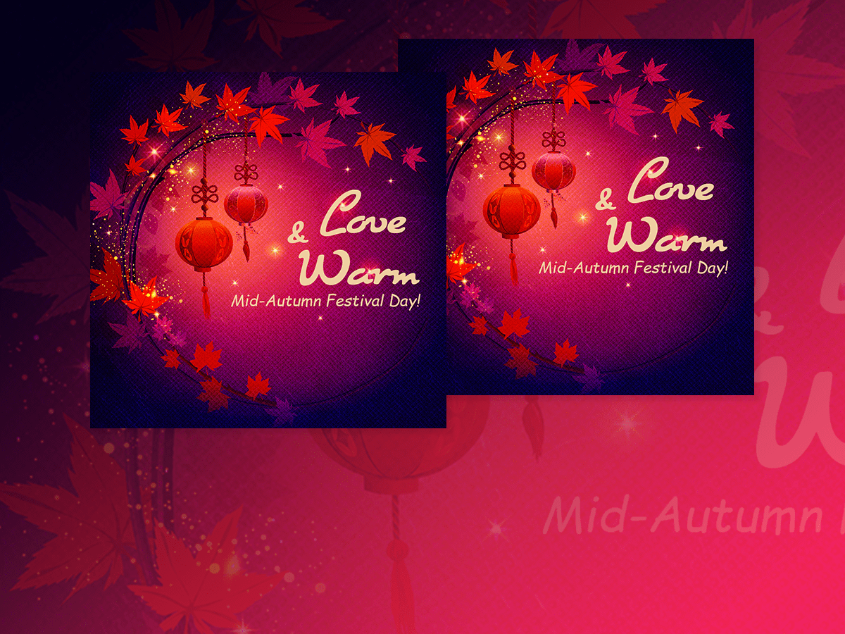 Love and Warm, social media, templates, mid autumn, festival, event, love, autumn, facebook ads,instagram, purple