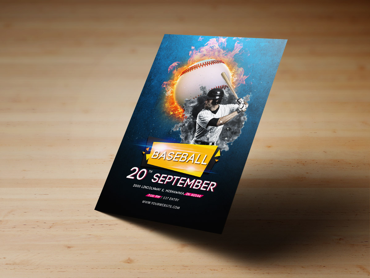 Baseball flyer templates, baseball, poster, sport, men, man, fire, ball, blue, event, party