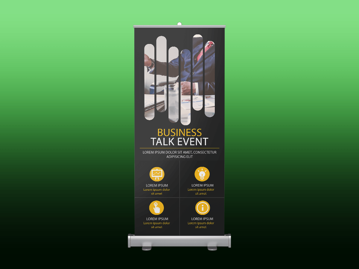 Business talk event, roll up banner, business, event, company, meeting, talk, manager, marketing, rollup, standee