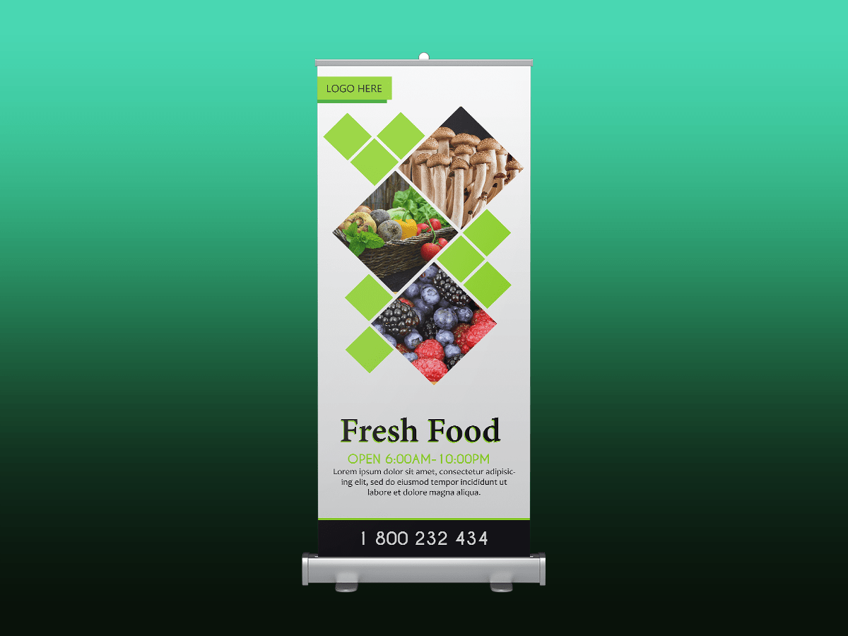 Fresh food, rollup banner, vegetable, fresh, food, green, rollup, standee