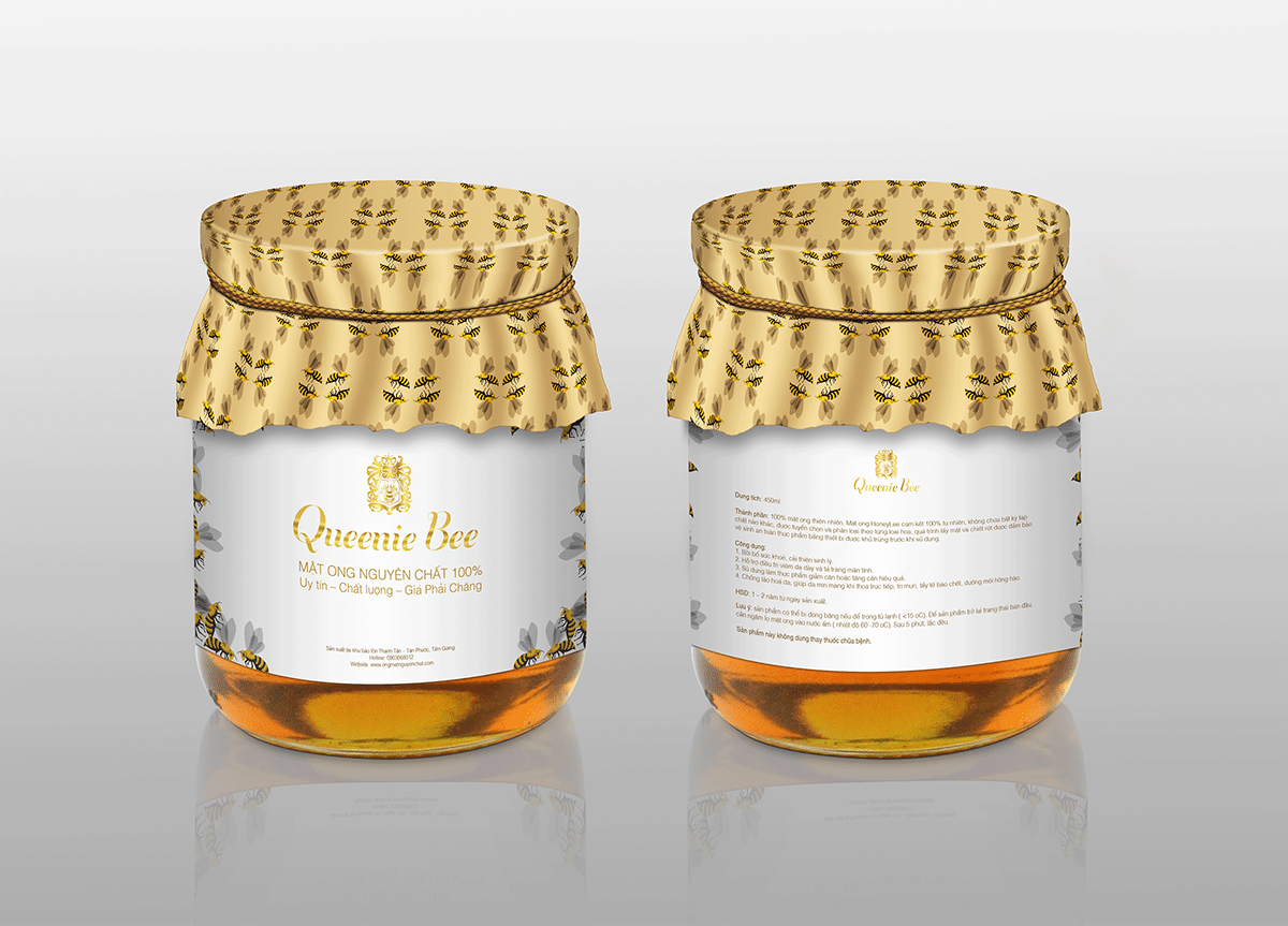 Thiết kế Tem - Nhãn mật ong Queenie Bee