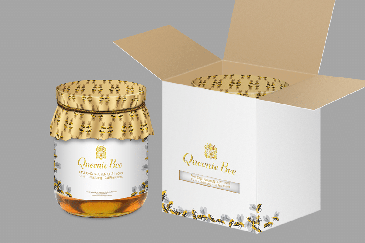 Thiết kế Tem - Nhãn mật ong Queenie Bee
