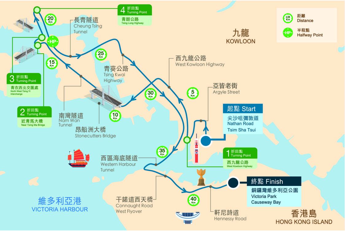 Course mapMarathon Standard Chartered Hong Kong Marathon 2020