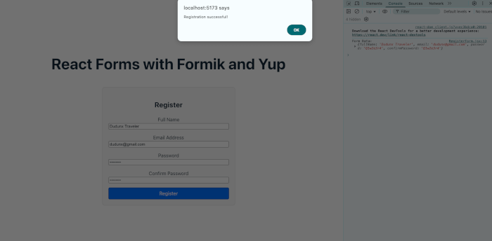React Forms with Validation Using Formik and Yup - styled form