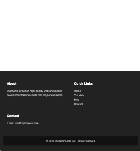 25 CSS Projects for Beginners (With Source Code) - responsive footer 2