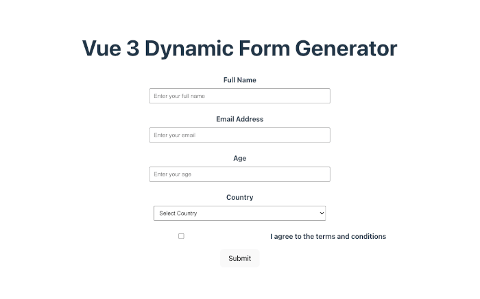 Build a Dynamic Form Generator in Vue 3 with Validation - dynamic form