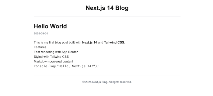 Next.js 14 Tutorial: Create a Blog with App Router and Tailwind CSS - styled hello world
