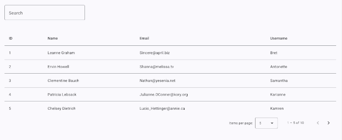 Implement Pagination in Angular with HTTP Client and Angular Material - Table with pagination