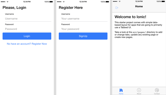 Ionic 2 Rest Api Authentication - Page Views