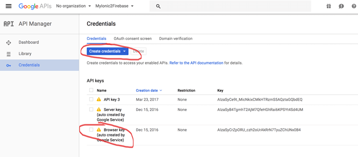 Step by Step Tutorial of Ionic 3, Angular 4 and Google Maps Directions Service - Create Credentials
