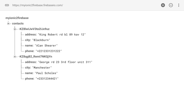 Ionic 2 Firebase CRUD - Firebase Console Database