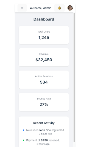 Vue 3 + Tailwind CSS: Build a Responsive Admin Dashboard - mobile dashboard