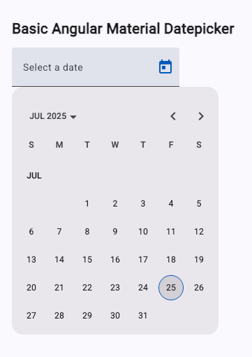 Mastering Angular Material Datepicker with Standalone Components - basic datepicker 2