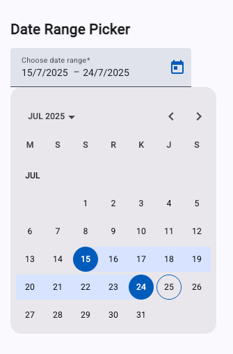 Mastering Angular Material Datepicker with Standalone Components - date range 2