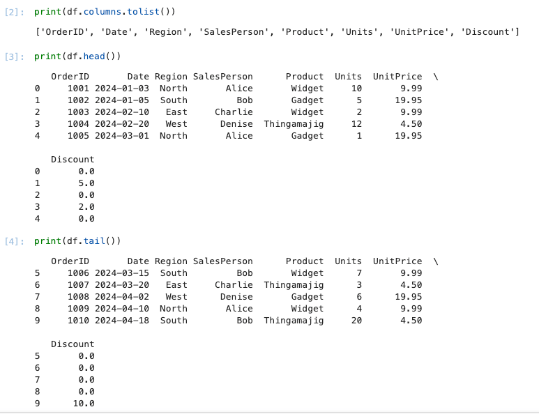 Data Analysis with Python: Pandas and Matplotlib for Beginners - toList - head - tail