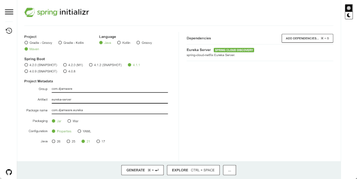 How to Build a Microservice in Java with Spring Cloud - spring initializr