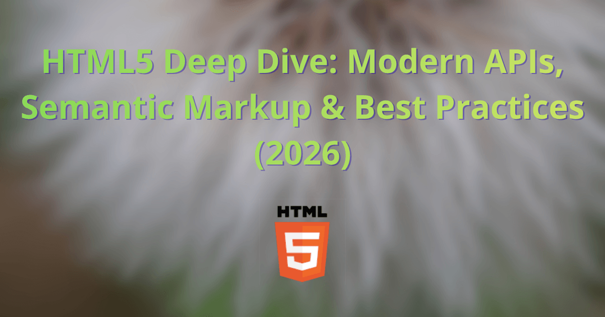 HTML5 Deep Dive: Modern APIs, Semantic Markup & Best Practices (2026)