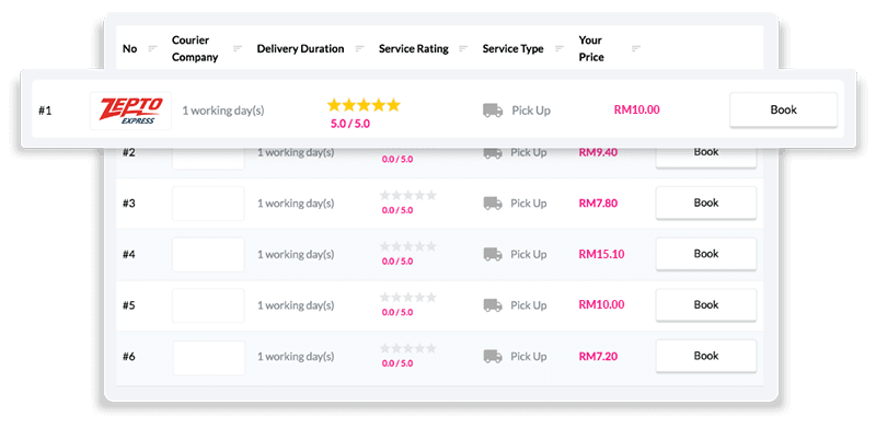 book courier zepto