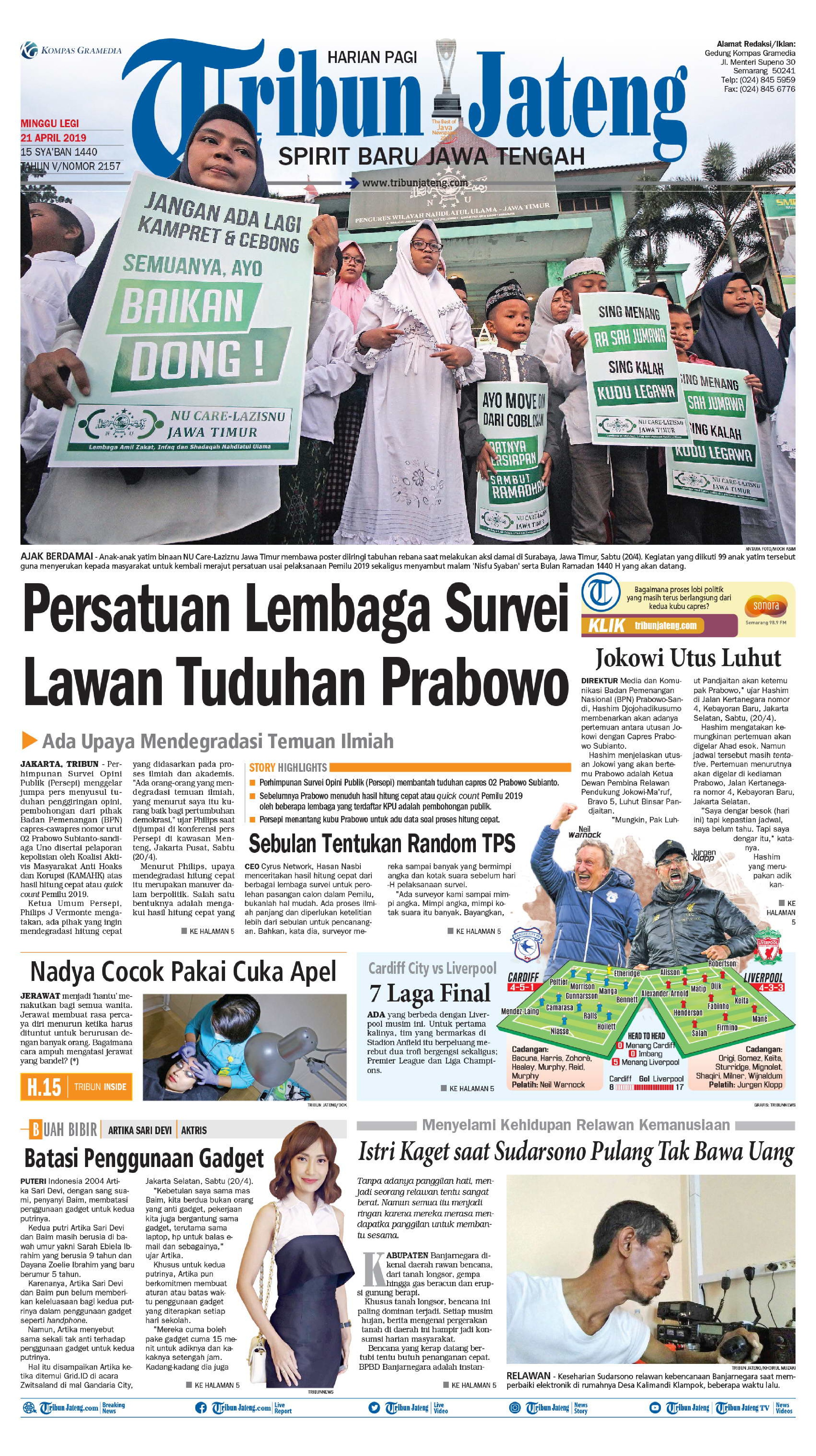 Tribun Jateng Newspaper 21 April 2019 Gramedia Digital