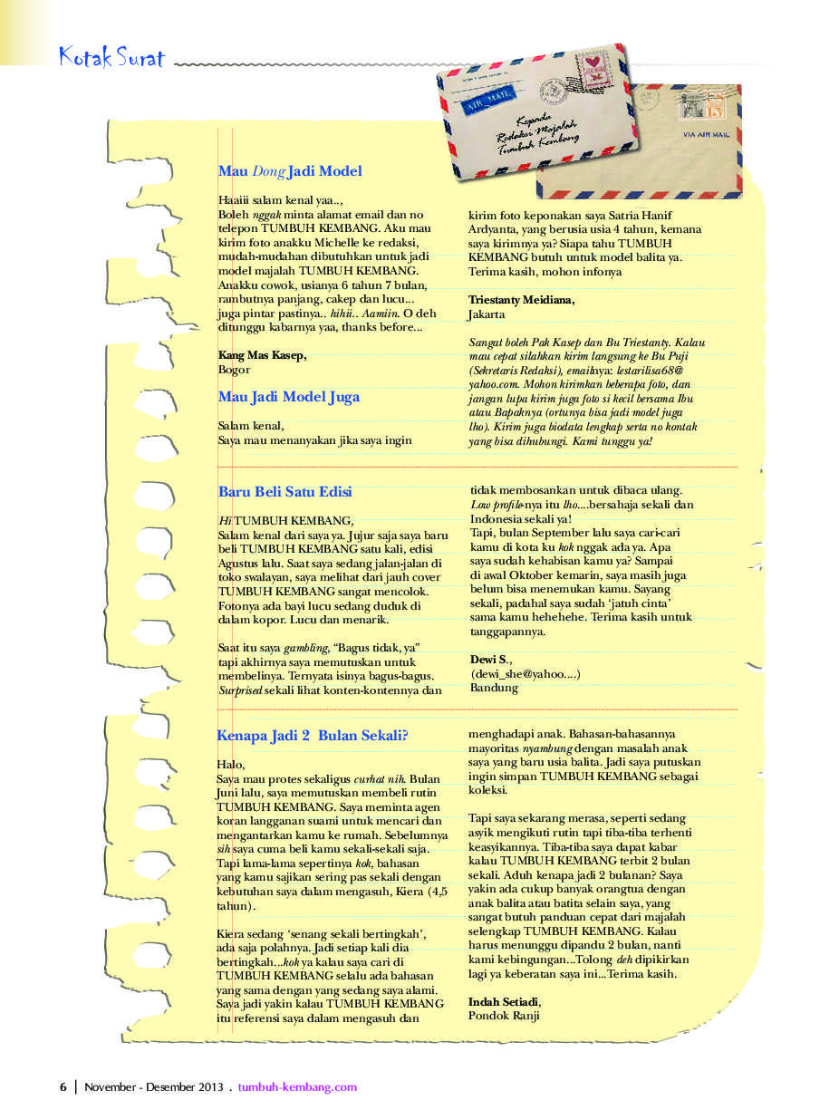 Jual Majalah Tumbuh Kembang November–Desember 2013 