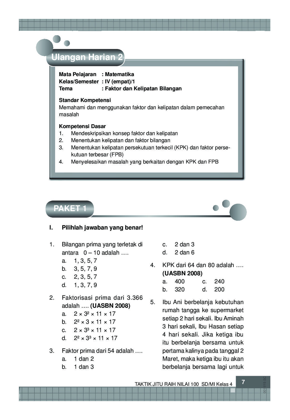Taktik Jitu Raih Nilai 100 Sd Mi Kelas 4 Book By Christiana Umi