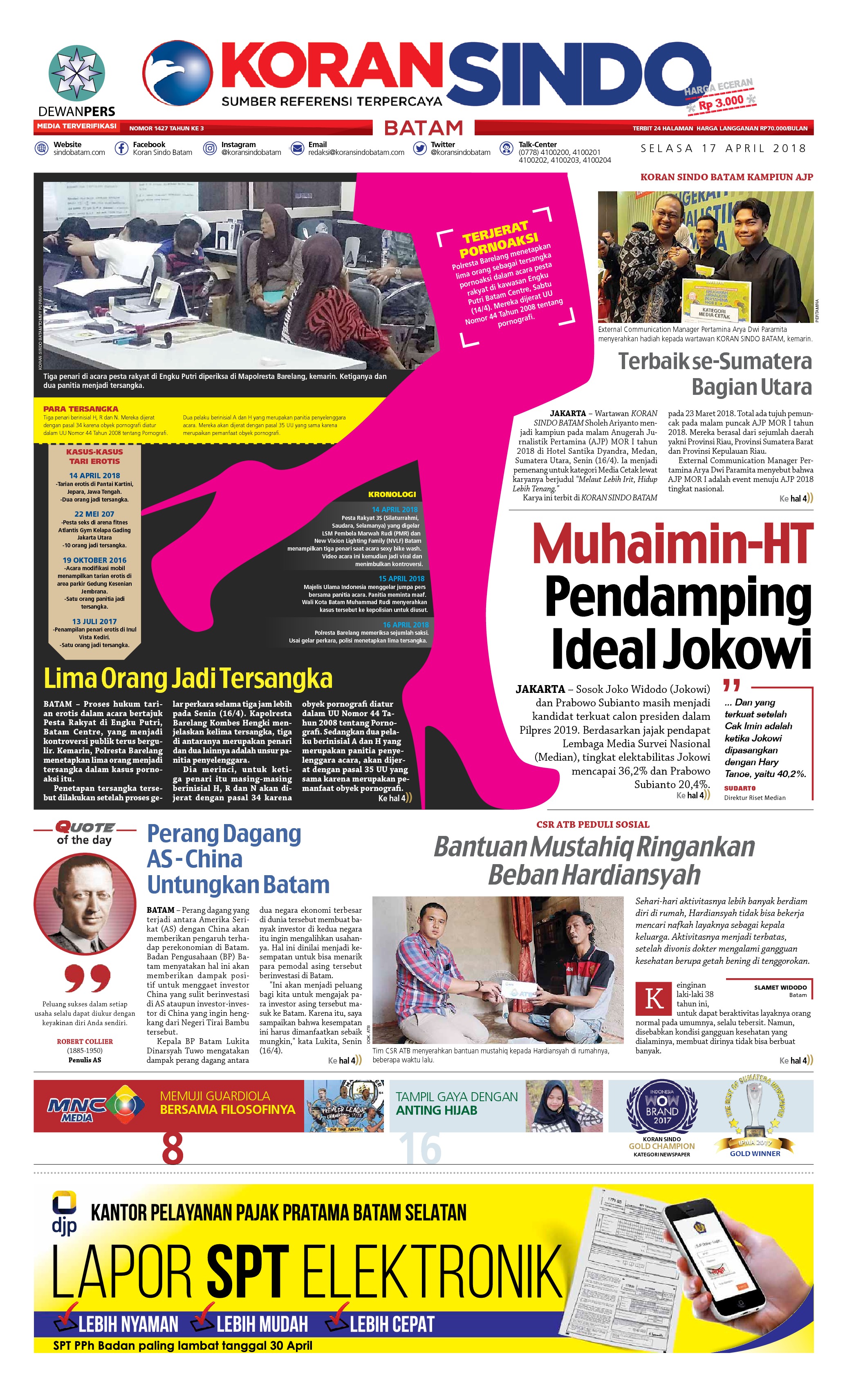 Koran Sindo Batam Newspaper 17 April 2018 Gramedia Digital