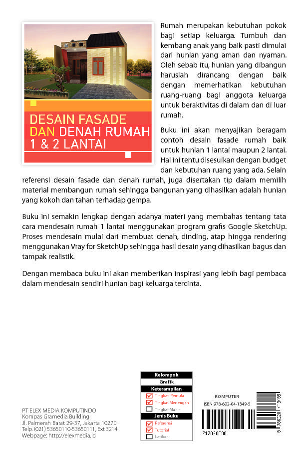 Jual Buku Desain Fasade Dan Denah Rumah 1 & 2 Lantai oleh 
