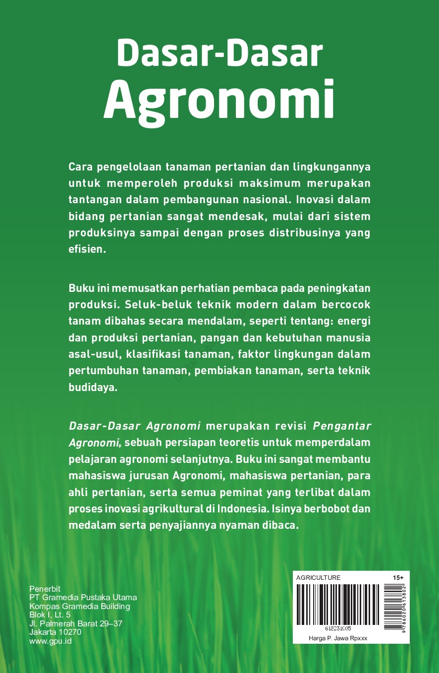 Dasar Dasar Agronomi Book By Prof Em Dr Ir M M Sri Setyati
