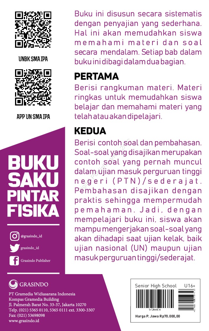 Buku Saku Pintar Fisika : Kumpulan Rumus Dan Aplikasi SMA 