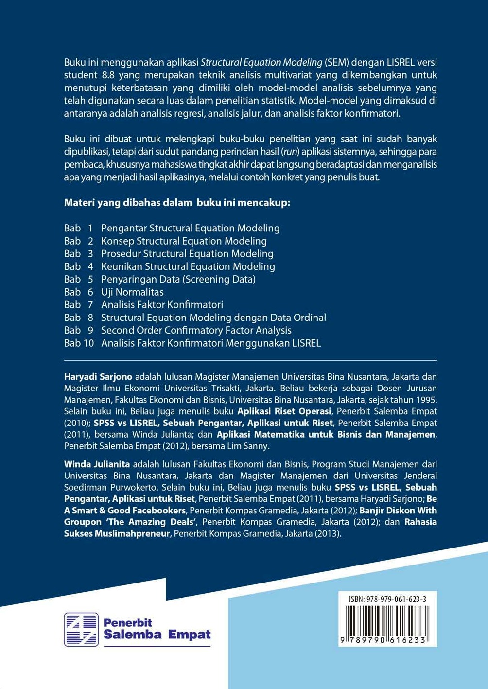Jual Buku Structural Equation Modeling Sem Sebuah Pengantar Aplikasi Untuk Penelitian Bisnis Oleh Haryadi Sarjono Winda Julianita Gramedia Digital Indonesia