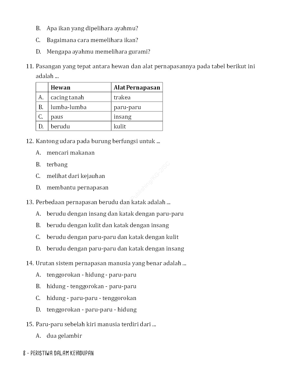 Soal Ulangan Harian Sistem Pernapasan Kelas Xi - Bedah Sekolah