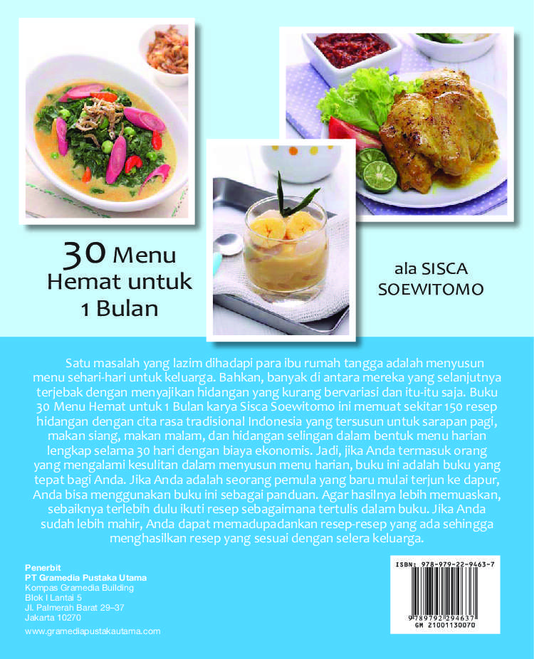 30 Menu Hemat Untuk 1 Bulan Ala Sisca Soewitomo Book by 
