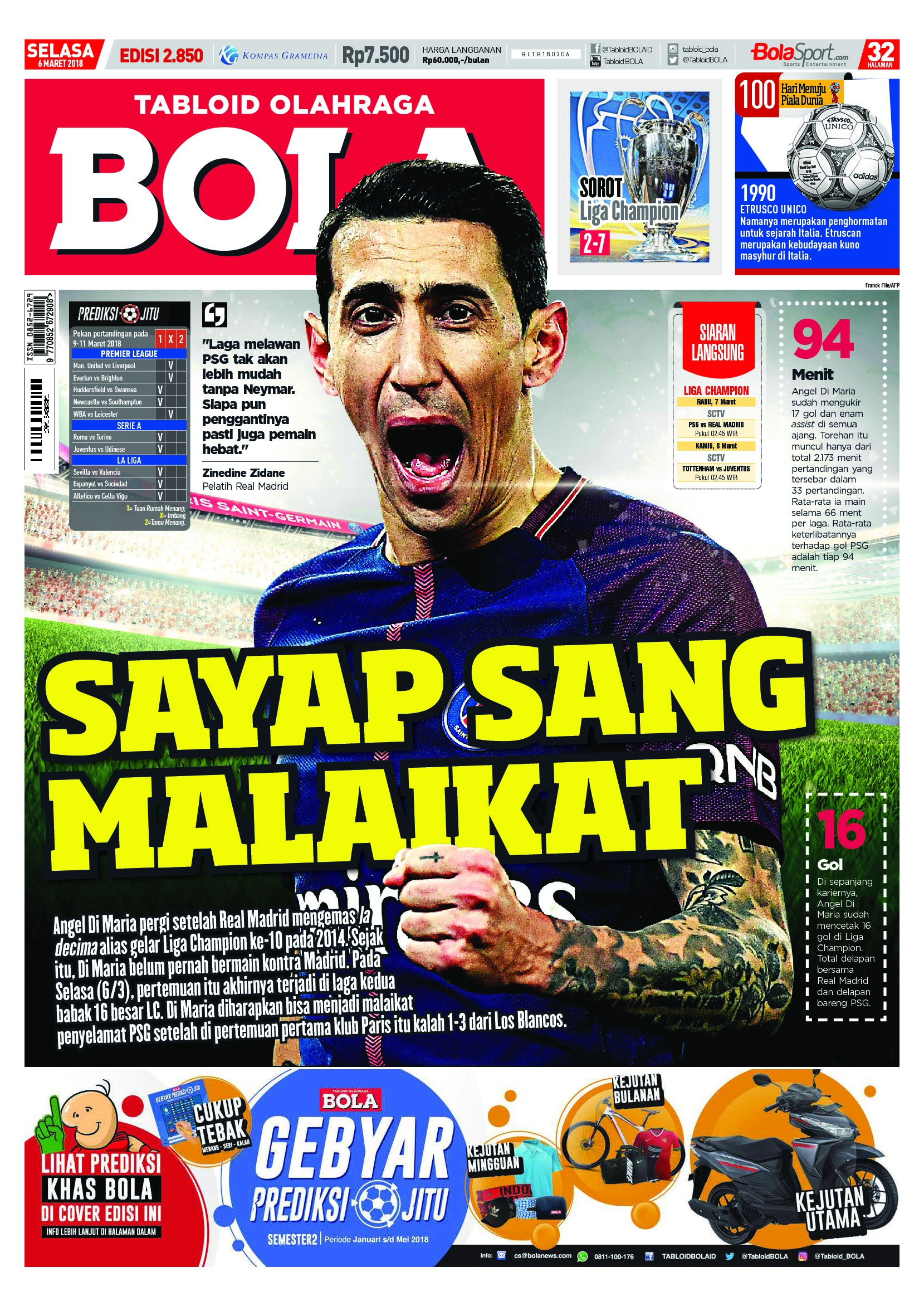 Jual Majalah Tabloid Bola Sabtu ED 2845 Februari 2018 ...