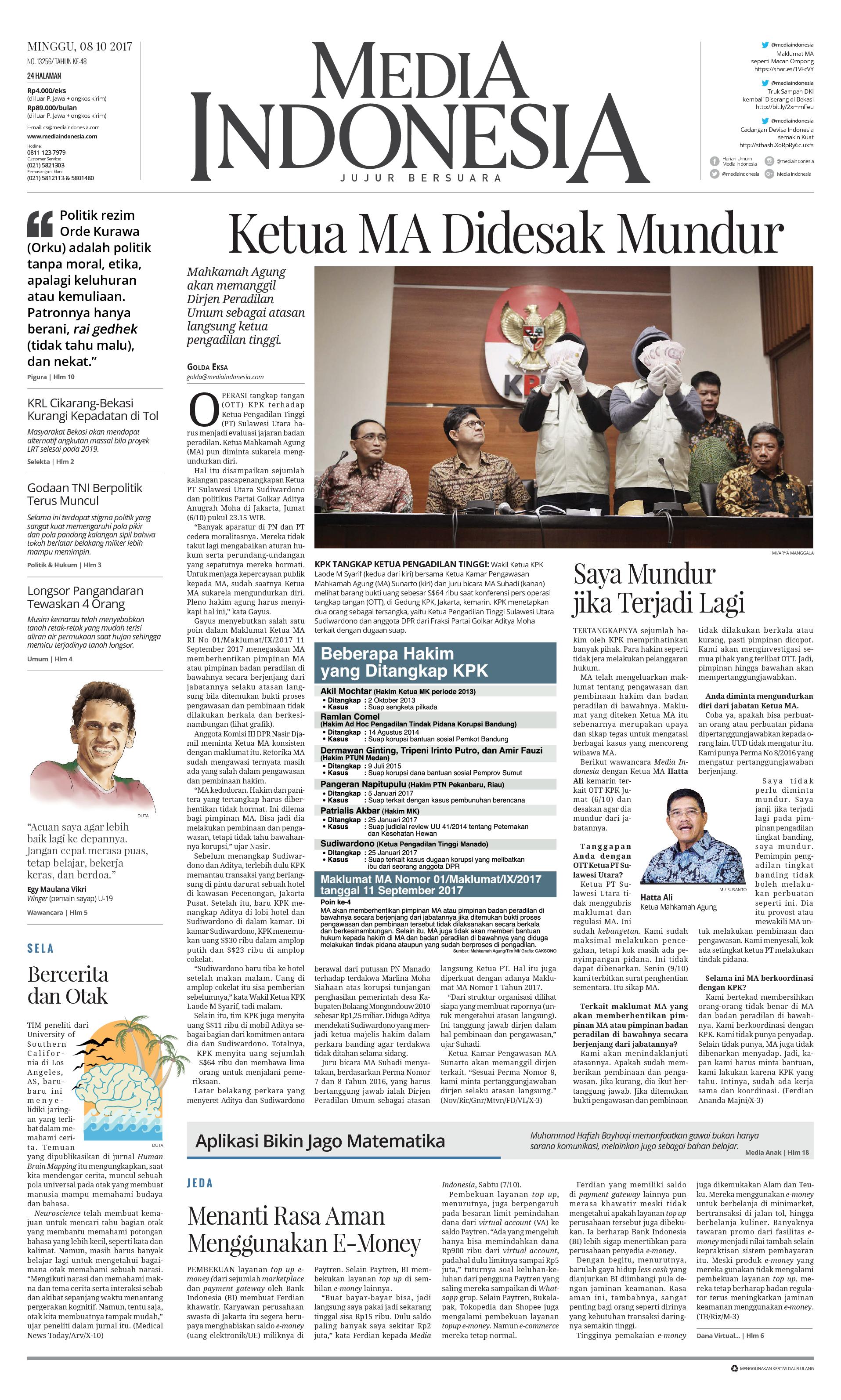 Media Indonesia Newspaper 08 October 2017 Gramedia Digital